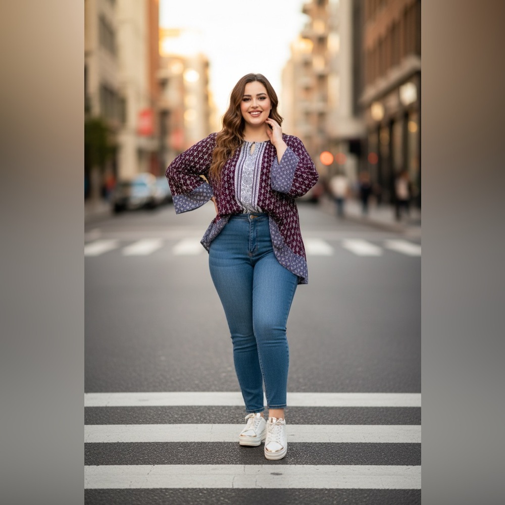 Lucky Brand Violet and Navy Blouse - Picture 4 of 8